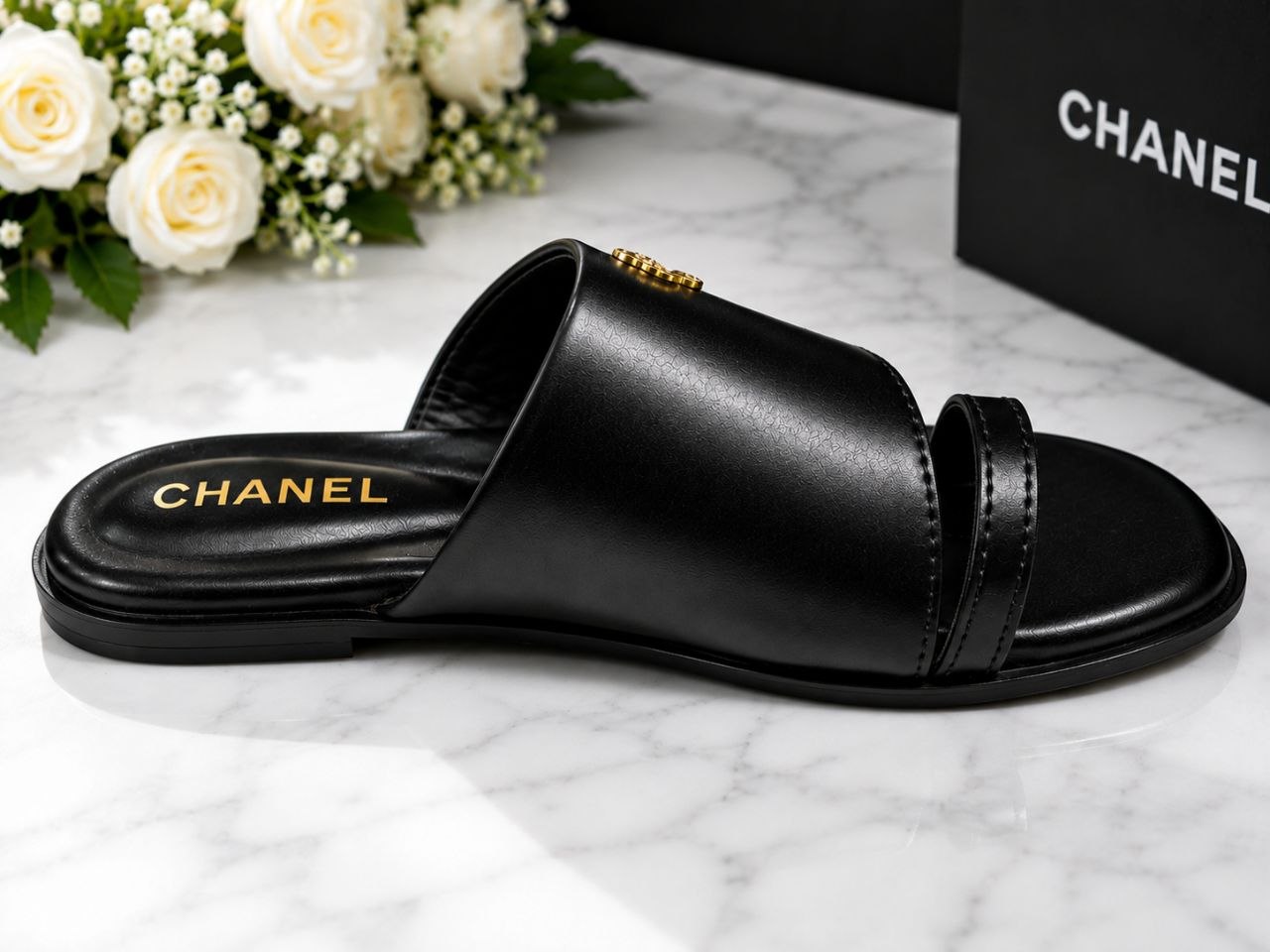 Midnight Luxe | Signature Black Comfort Sandals.π€