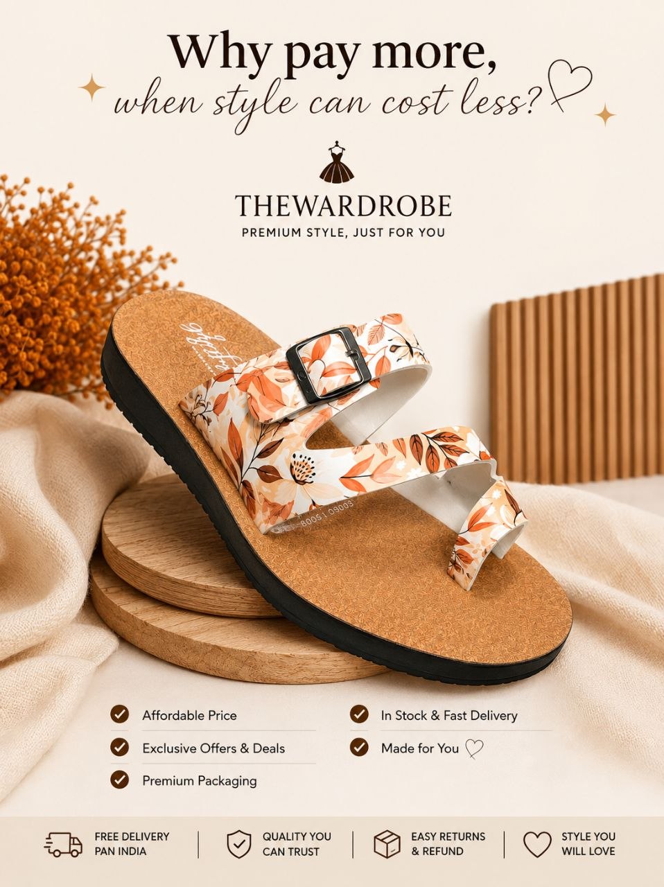 Printed Comfort Slipper🤎