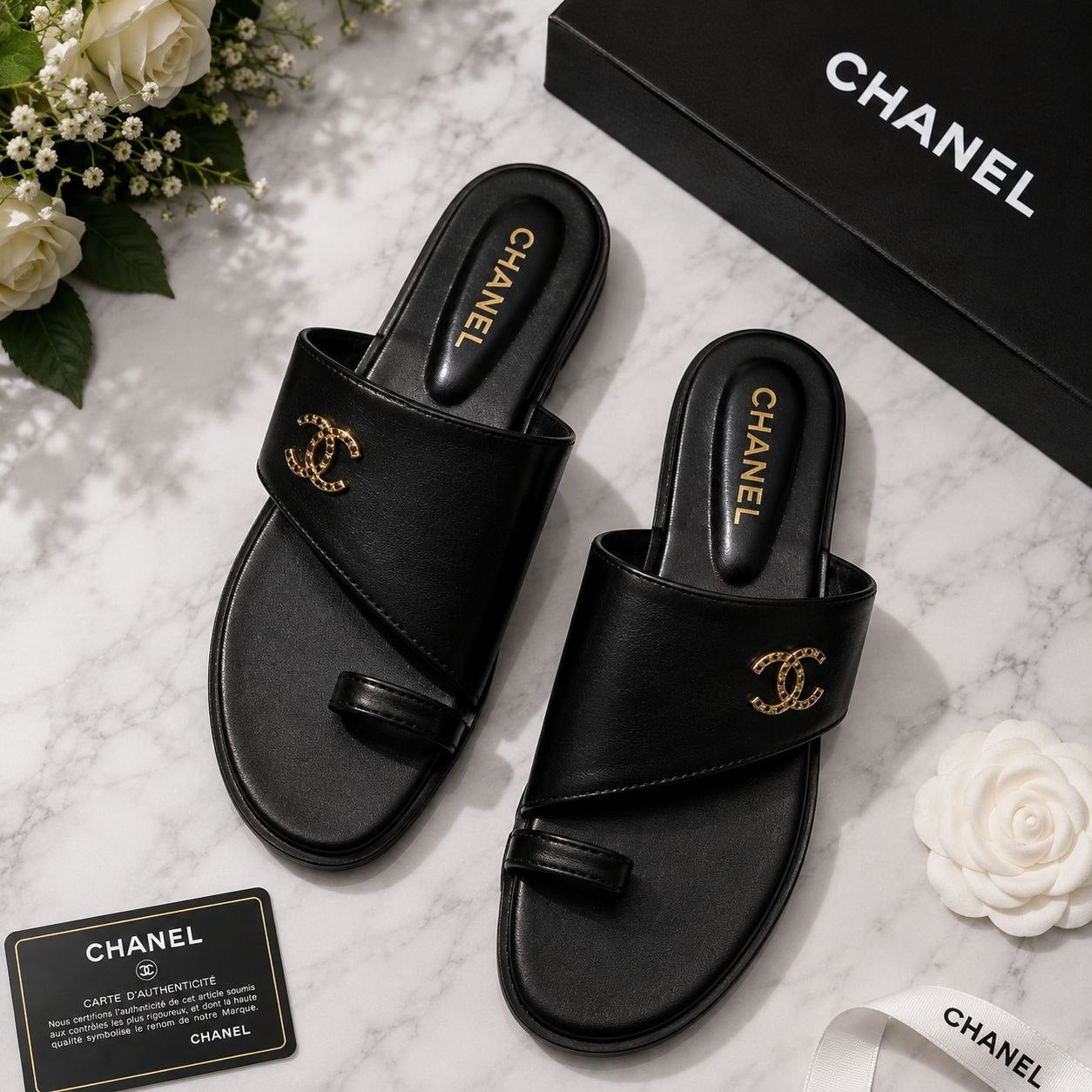 Midnight Luxe | Signature Black Comfort Sandals.🖤